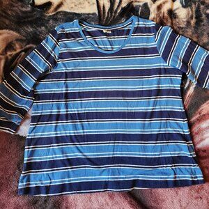 Cato Blue Stripe 3/4 length Sleeve Size 18/20 Woman's Shirt